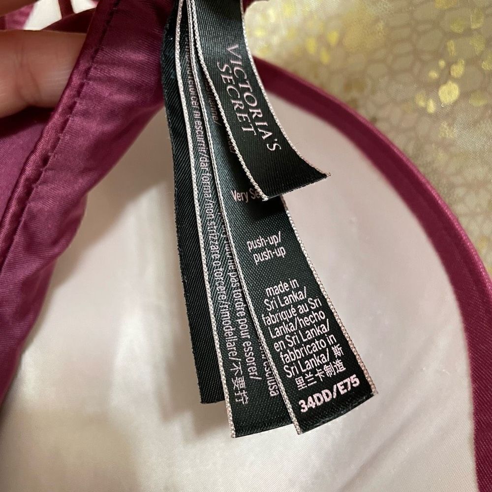 Victorias Secret Maroon Strappy Very Sexy Padded Push Up Bra 34DD EUC - Picture 5 of 6
